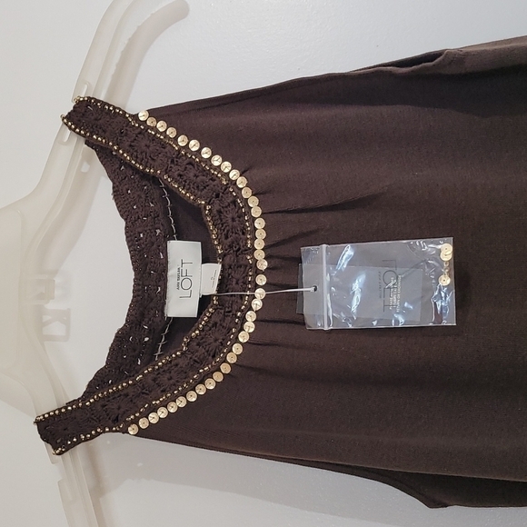 NWT Ann Taylor Loft Sleeveless Brown Sequin Top Brown Size Small - Picture 5 of 10